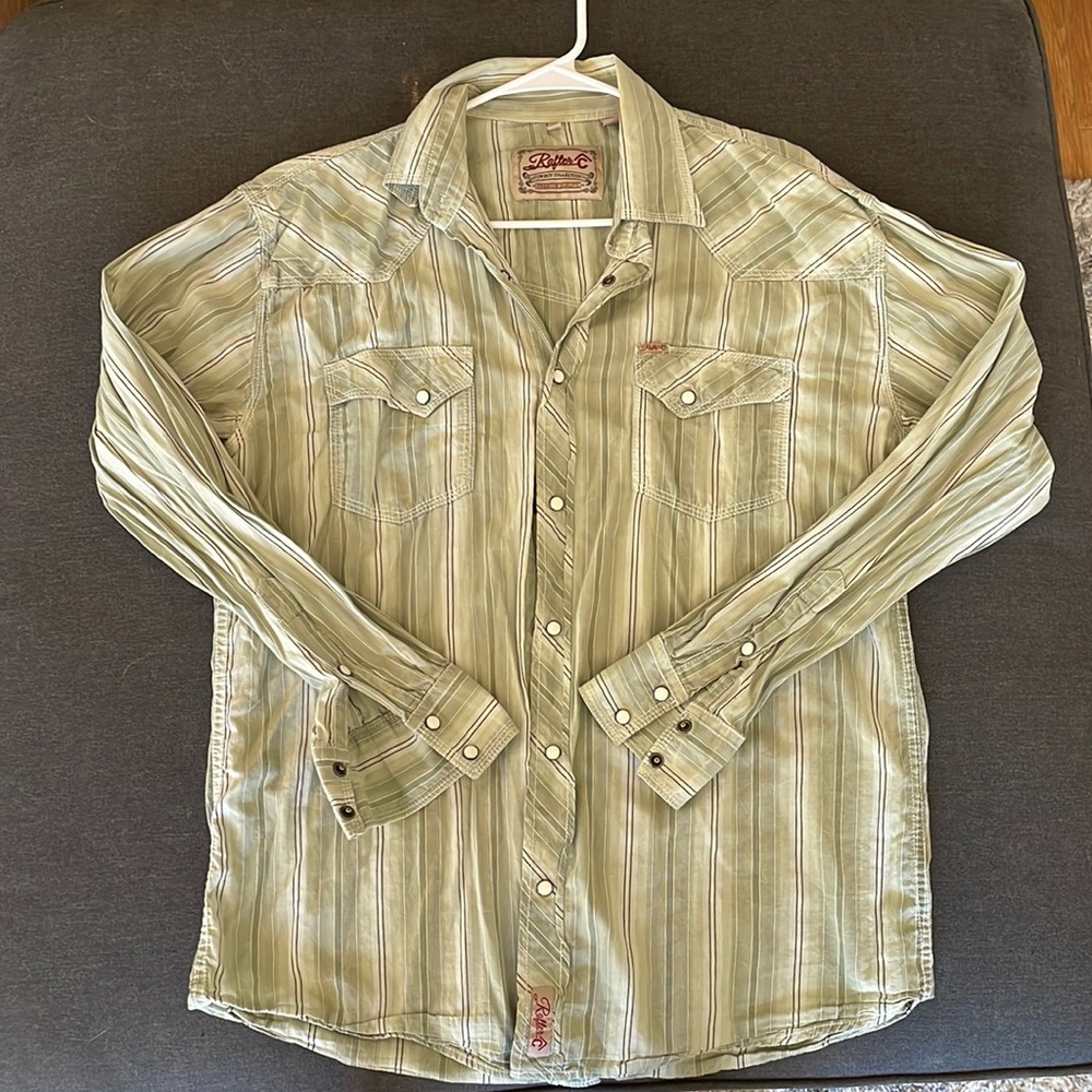 Light green Rafter C western shirt L white pearl snaps